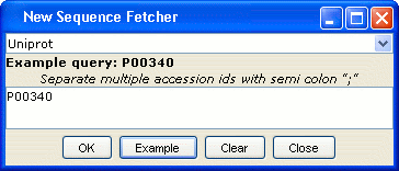 The Jalview Sequence Fetcher Dialog Box