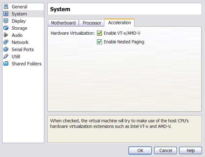 VT-x extension on VirtualBox
